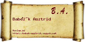 Babák Asztrid névjegykártya